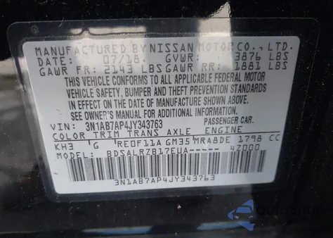 2018 Nissan Sentra Sr z USA, uszkodzony, nr VIN 3N1AB7AP4JY343763